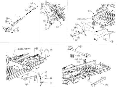 Deck Lift Diagram and Parts List for Z-FORCELX54KW (17AIDAUC010)(2018) Cub Cadet Lawn Tractor